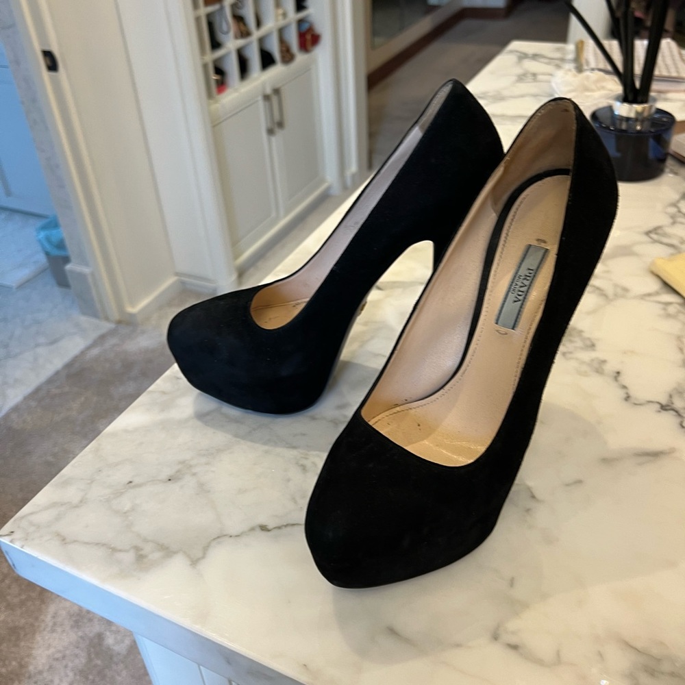 Prada platform velvet heels. Worn once!
